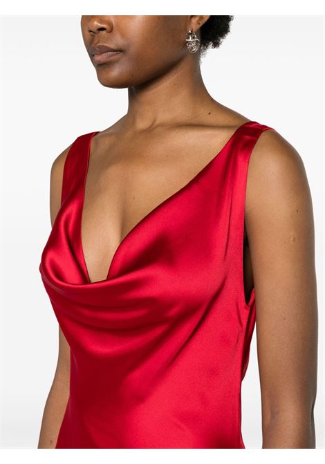 Red cowl-neck draped satin gown Norma Kamali - women NORMA KAMALI | ST4233CBA13946